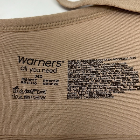 warners all you need bra RM1011T tan color Size 34D - Picture 7 of 8